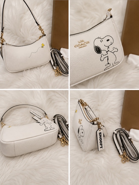 Coach Handbags - Coach White Snoopy Mini Shoulder Bag with Woodstock Accent
